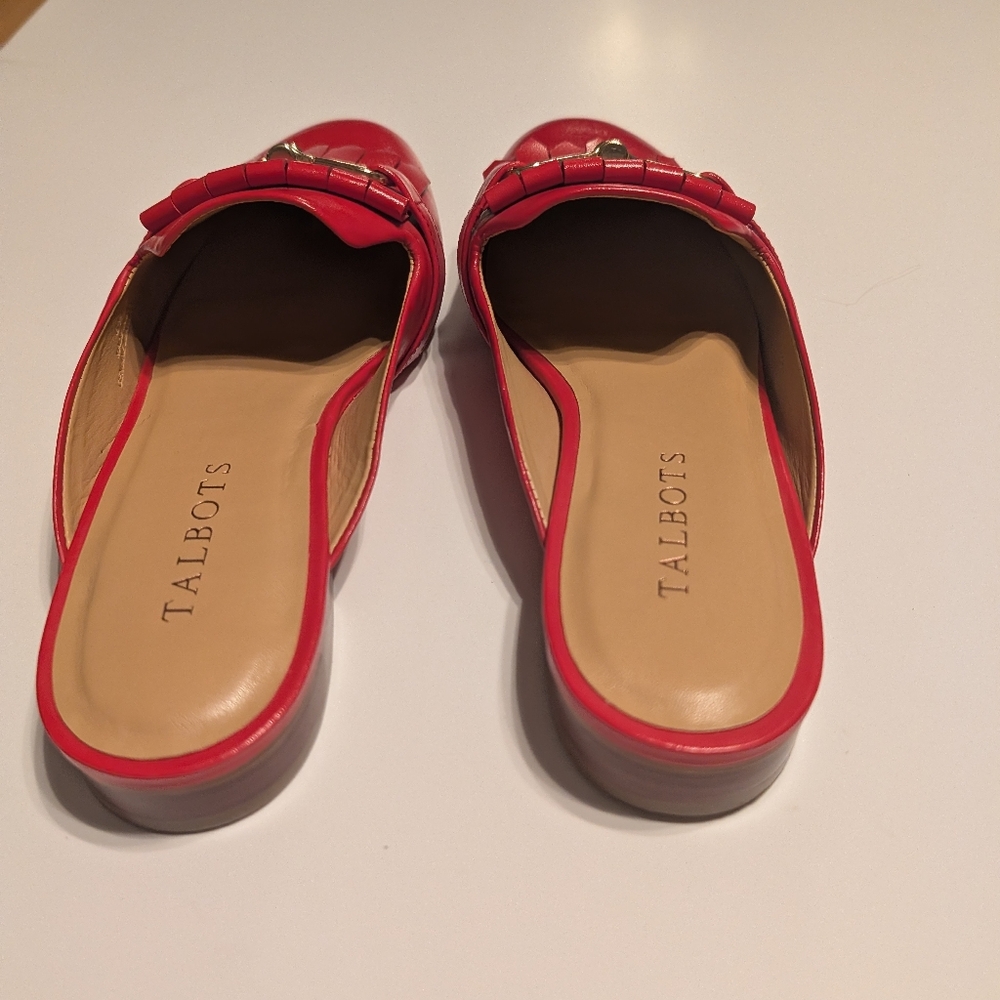 Talbots Cassidy Red leather Mules with Fringe Detail - Picture 8 of 8